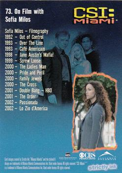 2004 Strictly Ink CSI Miami Series 1 #73 On Film with Sofia Milos Back