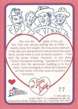 1991 Pacific I Love Lucy - Pink #77 Honeybunch Back