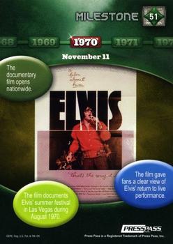 2010 Press Pass Elvis Milestones #51 Elvis' 32nd film, That's the Way It Is, ope Back