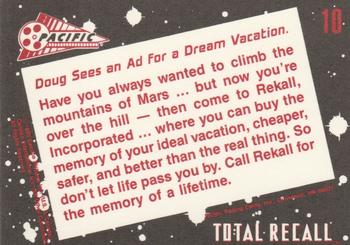 1990 Pacific Total Recall #10 A Dream Vacation from Rekall Incorporated Back