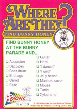 1992 Pacific Where are They? #58 Find Bunny Honey   at the Bunny Parade Back