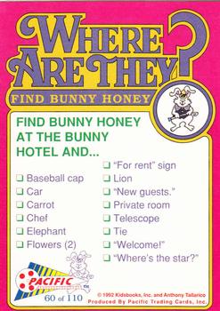 1992 Pacific Where are They? #60 Find Bunny Honey   at the Bunny Hotel Back