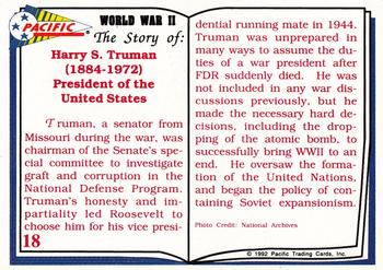 1992 Pacific The Story of World War II #18 Harry S. Truman Back