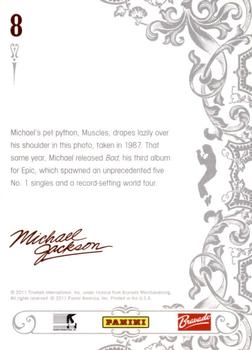 2011 Panini Michael Jackson #8 Michael's pet python, Muscles, drapes lazily o Back