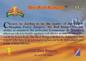 1995 Collect-A-Card Power Rangers The New Season Wal-Mart - Foil-Stamped Character #AN-3 The Red Ranger Back