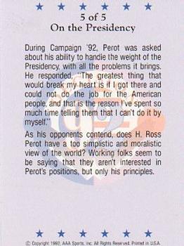 1992 Wild Card Decision '92 - Ross Perot #5 On the Presidency Back