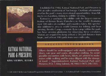 1995 National Parks Collection 1st Edition #53 Katmai National Park Back