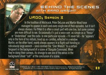 2004 Rittenhouse Stargate SG-1 Season 6 - Behind-the-scenes with Brad Wright #B9 Urgo, Season 3 Back