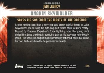 2013 Topps Star Wars: Jedi Legacy - Magenta Foil #43A Moment of Clarity / Saves his Son from the Wrath of the Emperor Back