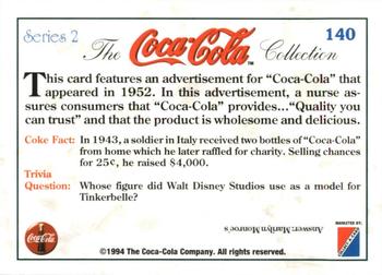 1994 Collect-A-Card Coca-Cola Collection Series 2 #140 Advertisement - 1952 Back