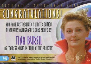 2004 Rittenhouse Farscape Through the Wormhole - Autographs #A45 Tina Bursil Back