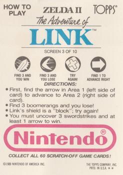 1989 Topps Nintendo - Zelda II: The Adventure of Link Scratch-Offs #3 Link Screen 3 Back