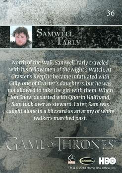 2013 Rittenhouse Game of Thrones Season 2 #36 Samwell Tarly Back
