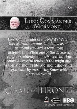 2012 Rittenhouse Game of Thrones Season 1 - Foil #54 Lord Commander Mormont Back