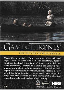 2013 Rittenhouse Game of Thrones Season 2 - Foil Holo #22 Theon Greyjoy's sister, Yara, comes to Winterfell... Back