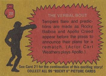 1979 Topps Rocky II #20 The Verbal Bout Back