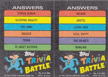 1984 Topps Trivia Battle Game #5 / 6 Card 5 / Card 6 Back