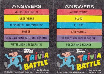 1984 Topps Trivia Battle Game #87 / 88 Card 87 / Card 88 Back