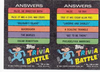 1984 Topps Trivia Battle Game #149 / 150 Card 149 / Card 150 Back