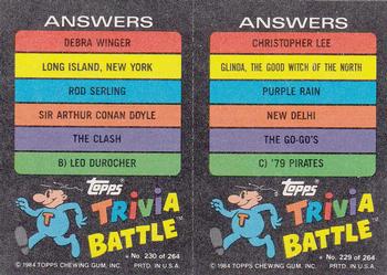 1984 Topps Trivia Battle Game #229 / 230 Card 229 / Card 230 Back