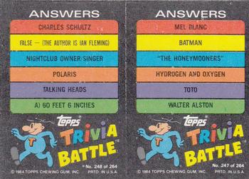 1984 Topps Trivia Battle Game #247 / 248 Card 247 / Card 248 Back