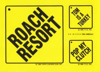 1986 Topps Snotty Signs #21 Roach Resort Front