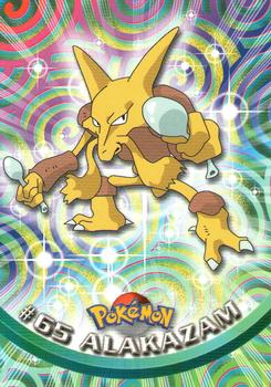 1999 Topps Pokemon TV Animation Edition Series 1 - Green Topps Logo #65 Alakazam Front