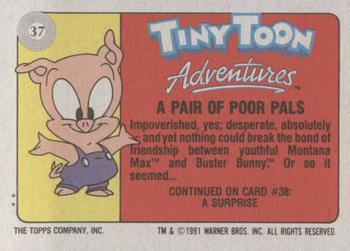 1991 Topps Tiny Toon Adventures #37 A Pair of Poor Pals Back