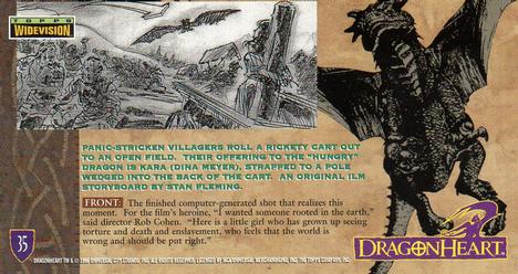 1996 Topps Dragonheart #35 Panic-stricken villagers roll a rickety c Back
