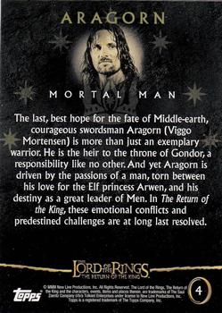 2003 Topps Lord of the Rings: The Return of the King #4 Aragorn - Mortal Man Back