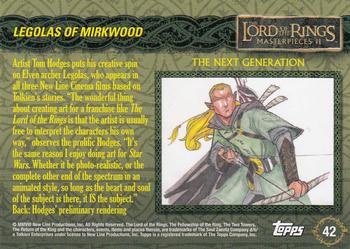 2008 Topps Lord of the Rings Masterpieces II #42 Legolas of Mirkwood Back