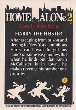 1992 Topps Home Alone 2 #3 Harry the Heister Back