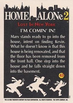 1992 Topps Home Alone 2 #43 I'm Comin' In! Back