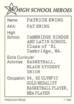 1993 Freedom Press High School Heroes Series I #24 Patrick Ewing Back