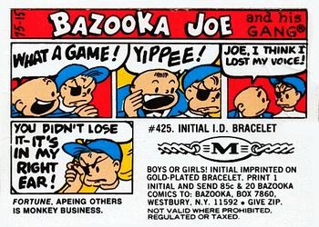 1975 Topps Bazooka Joe and His Gang #75-15 Fortune. Apeing others is monkey business. Front