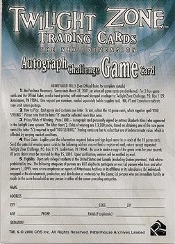 2000 Rittenhouse Twilight Zone The Next Dimension Series 2 - Autograph Challenge Game #R Autograph Challenge Game Card Back