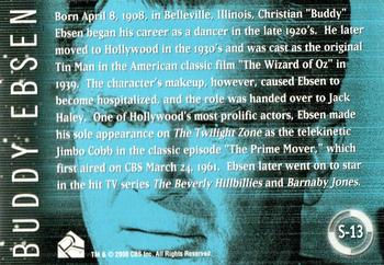 2000 Rittenhouse Twilight Zone The Next Dimension Series 2 - Twilight Zone Stars #S-13 Buddy Ebsen Back