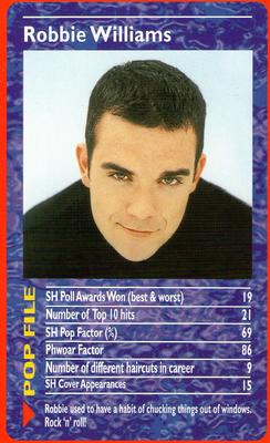 2001 Top Trumps Smash Hits Pop Stars #NNO Robbie Williams Front