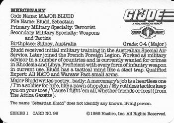 1986 Hasbro G.I. Joe Action Cards #99 Major Bludd Back