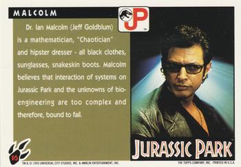 1993 Topps Jurassic Park #16 Dr. Ian Malcolm Back
