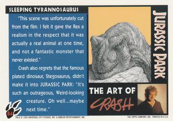 1993 Topps Jurassic Park #84 Sleeping Tyrannosaurus Back