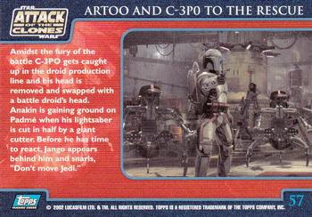 2002 Topps Star Wars: Attack of the Clones (UK) #57 Artoo and C-3P0 to the Rescue Back