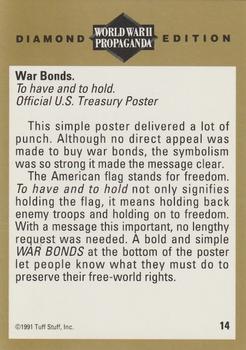 1991 Tuff Stuff World War II Propaganda #14 War Bonds. To have and to hold. Official U.S. Treasury Poster Back