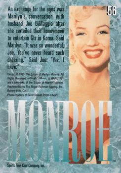 1993 Sports Time Marilyn Monroe #56 An exchange for the ages was Marilyn's conve Back