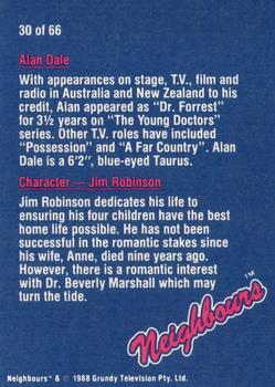 1988 Topps Neighbours Series 1 #30 Alan Dale plays Character - Jim Robinson Back