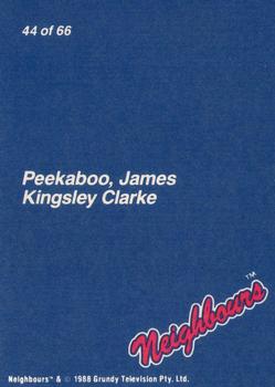 1988 Topps Neighbours Series 1 #44 Peekaboo, James Kingsley Clarke Back