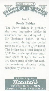 1954 Beaulah's Marvels of the World #8 Forth Bridge Back