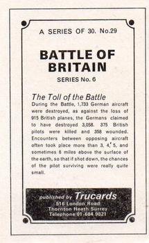 1970 Trucards Battle of Britain #29 The Toll of the Battle Back