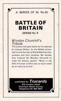 1970 Trucards Battle of Britain #30 Winston Churchill's Tribute Back