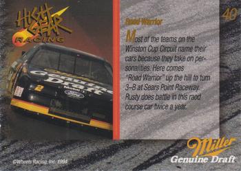 1994 Wheels High Gear Power Pack Team Set Miller Genuine Draft #40 Rusty Wallace's Car Back